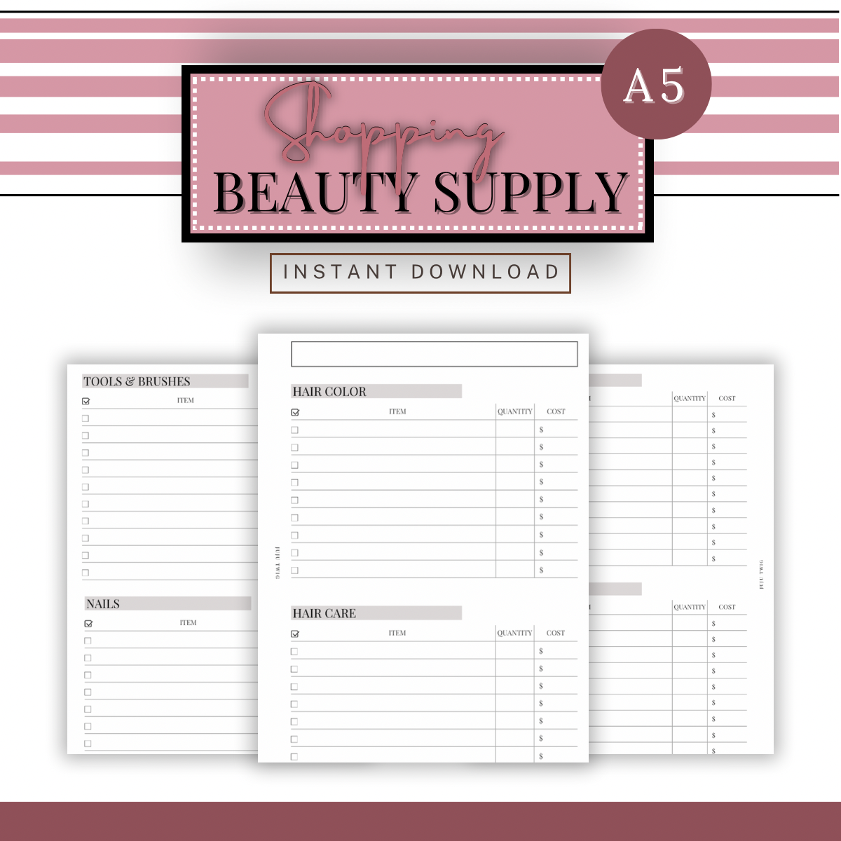 BEAUTY SUPPLY STORE | A5 PRINTABLE