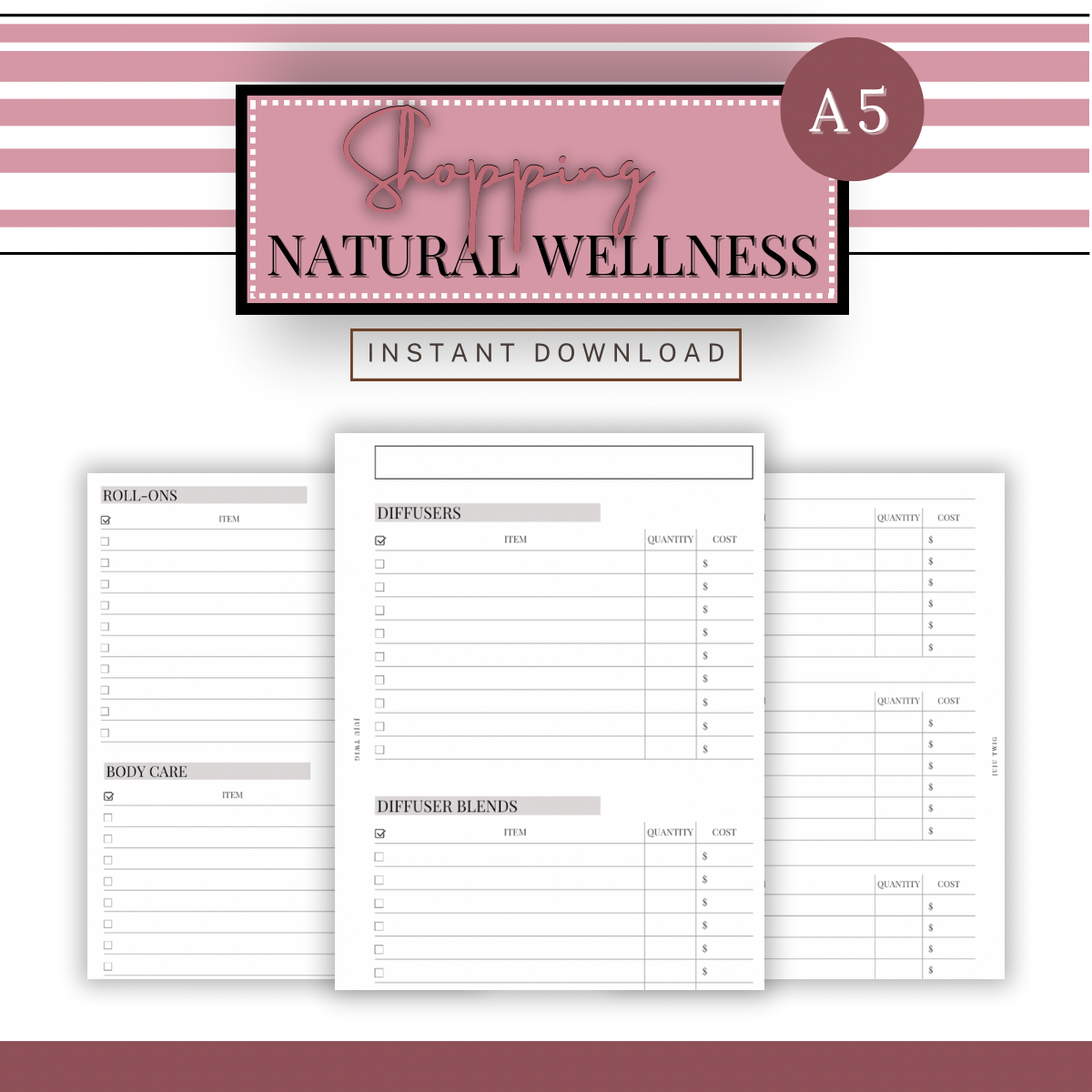 NATURAL WELLNESS SHOP | A5 PRINTABLE