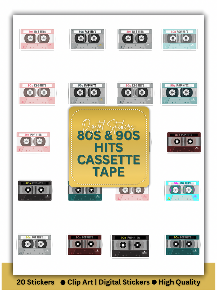 80S &amp; 90S HITS CASSETTE TAPE WITH BORDER