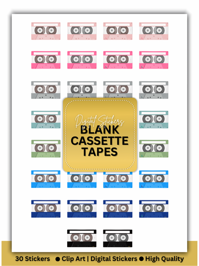 BLANK CASSETTE TAPE DIGITAL STICKERS | NO BORDER