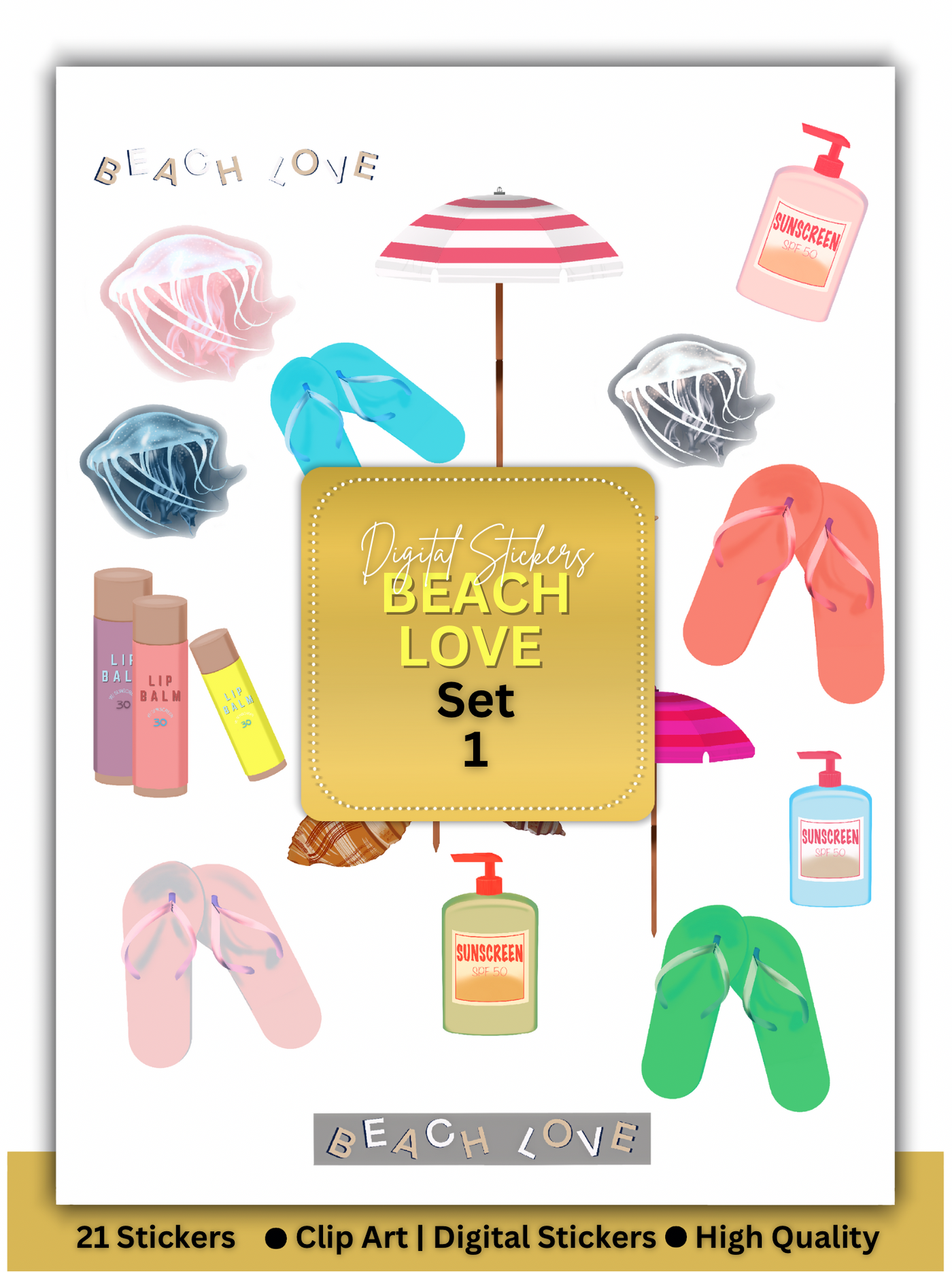 BEACH LOVE  DIGITAL STICKERS  SET 1