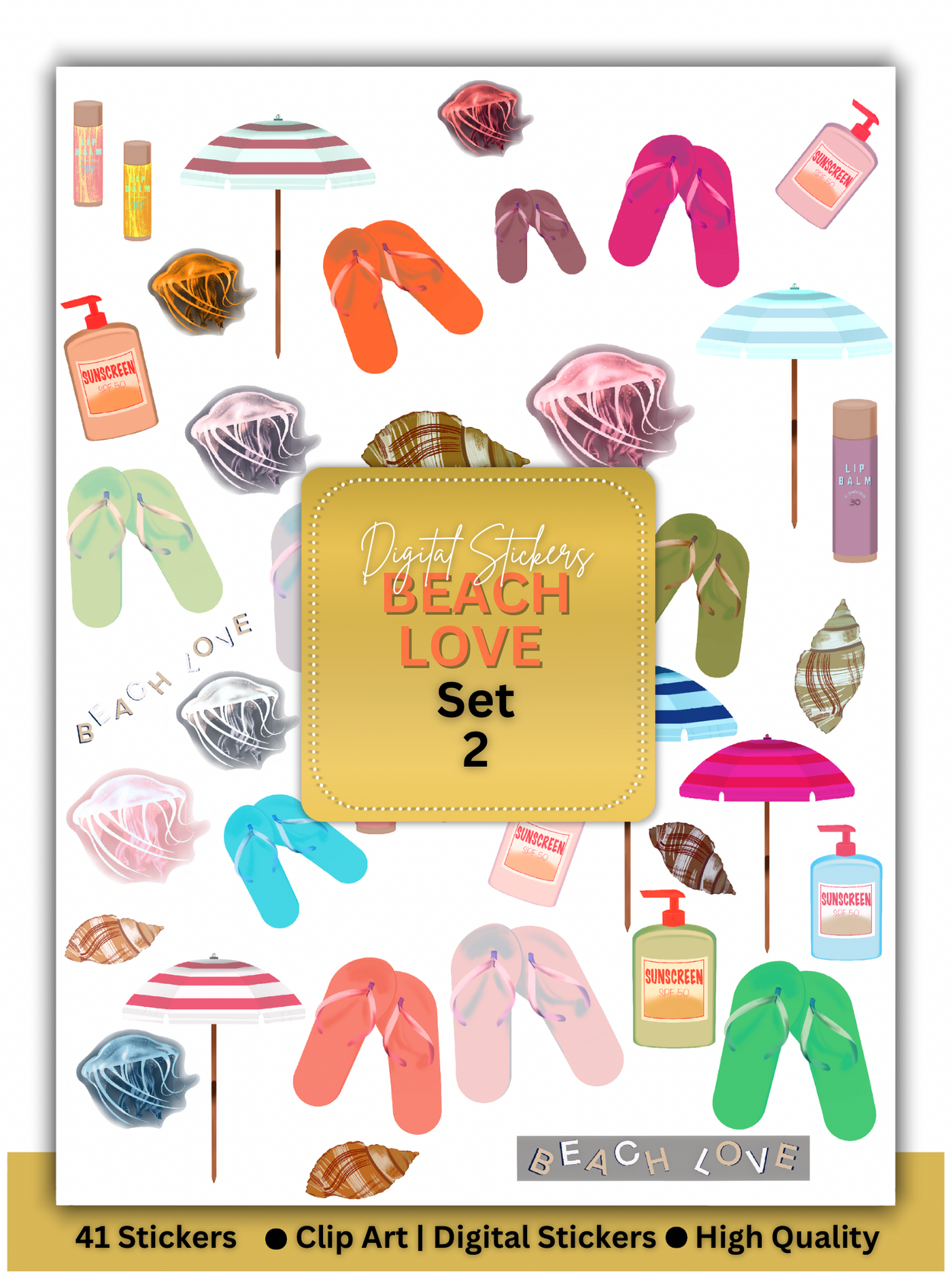 BEACH LOVE  DIGITAL STICKERS  SET 2