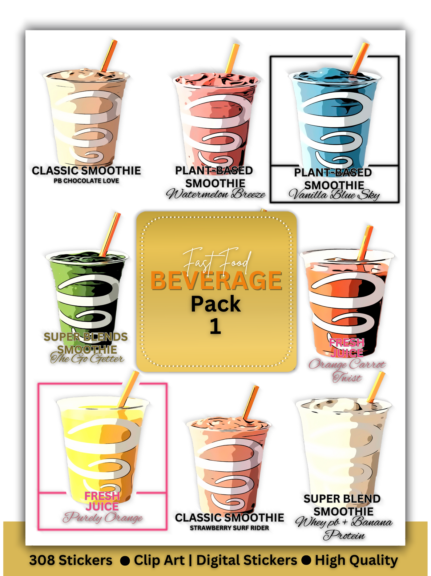 FAST FOOD BEVERAGE PACK 1 | DIGITAL STICKERS