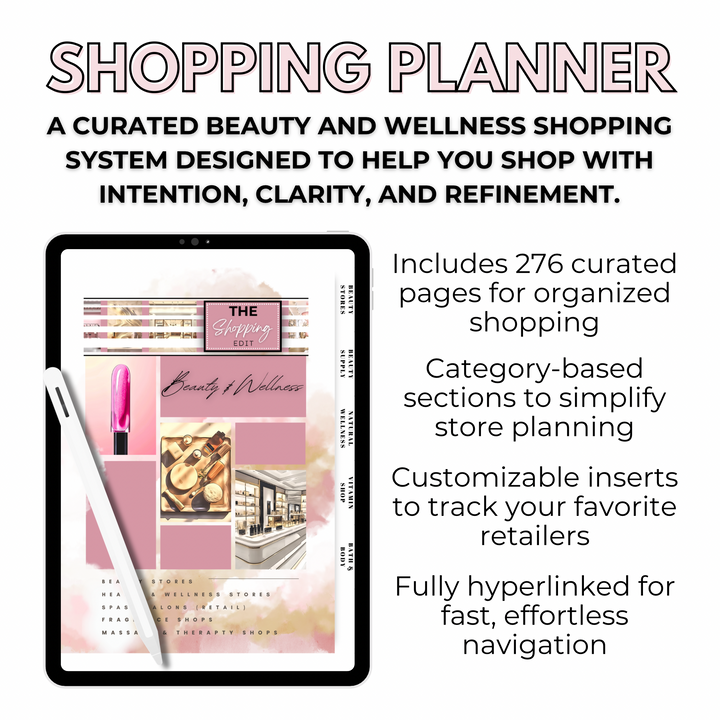Beauty &amp; Wellness Planner | Digital Shopping Planner | iPad GoodNotes Planner | Self Care &amp; Makeup Organizer | Digital Download