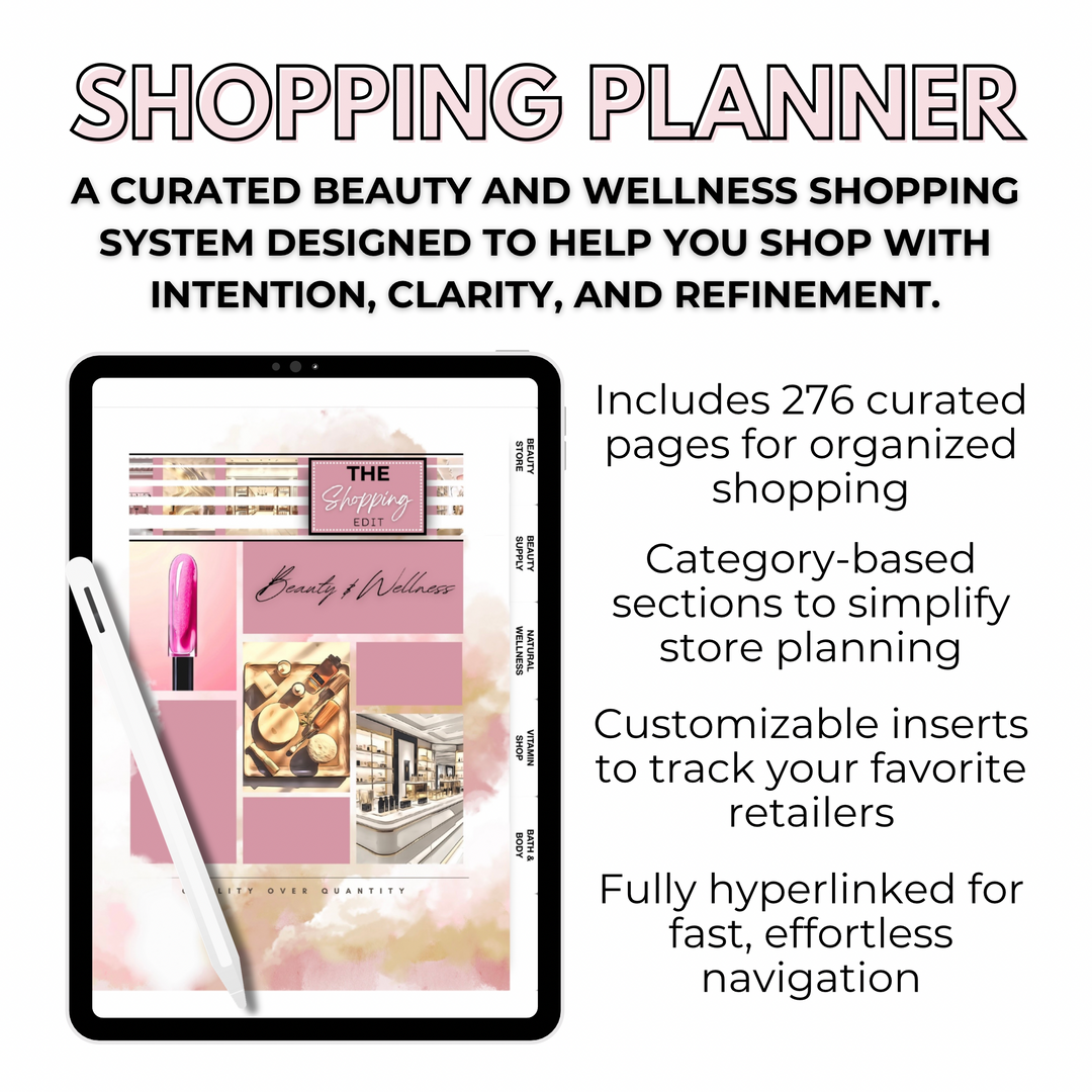 Beauty &amp; Wellness Planner | Digital Shopping Planner | iPad GoodNotes Planner | Self Care &amp; Makeup Organizer | Digital Download