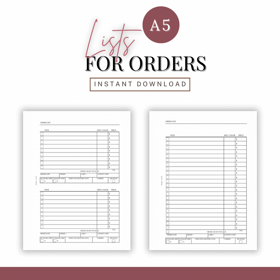 A5 | ORDER LIST