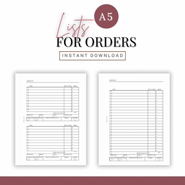 A5 | ORDER LIST