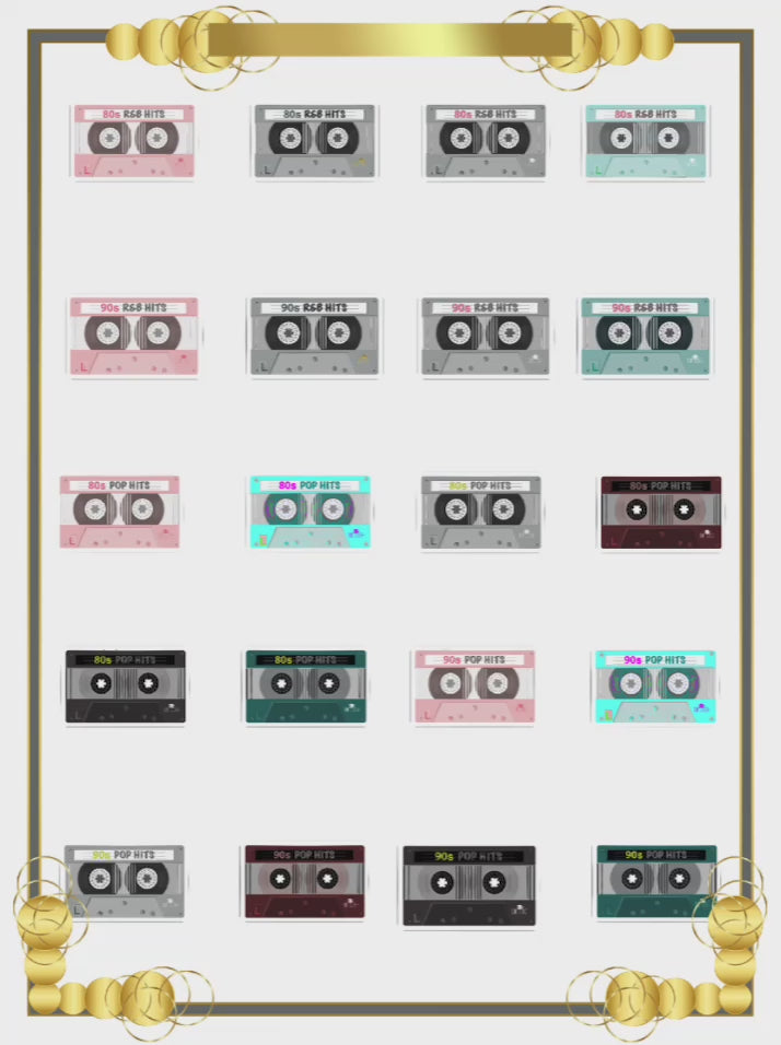 80S &amp; 90S HITS CASSETTE TAPE WITH BORDER